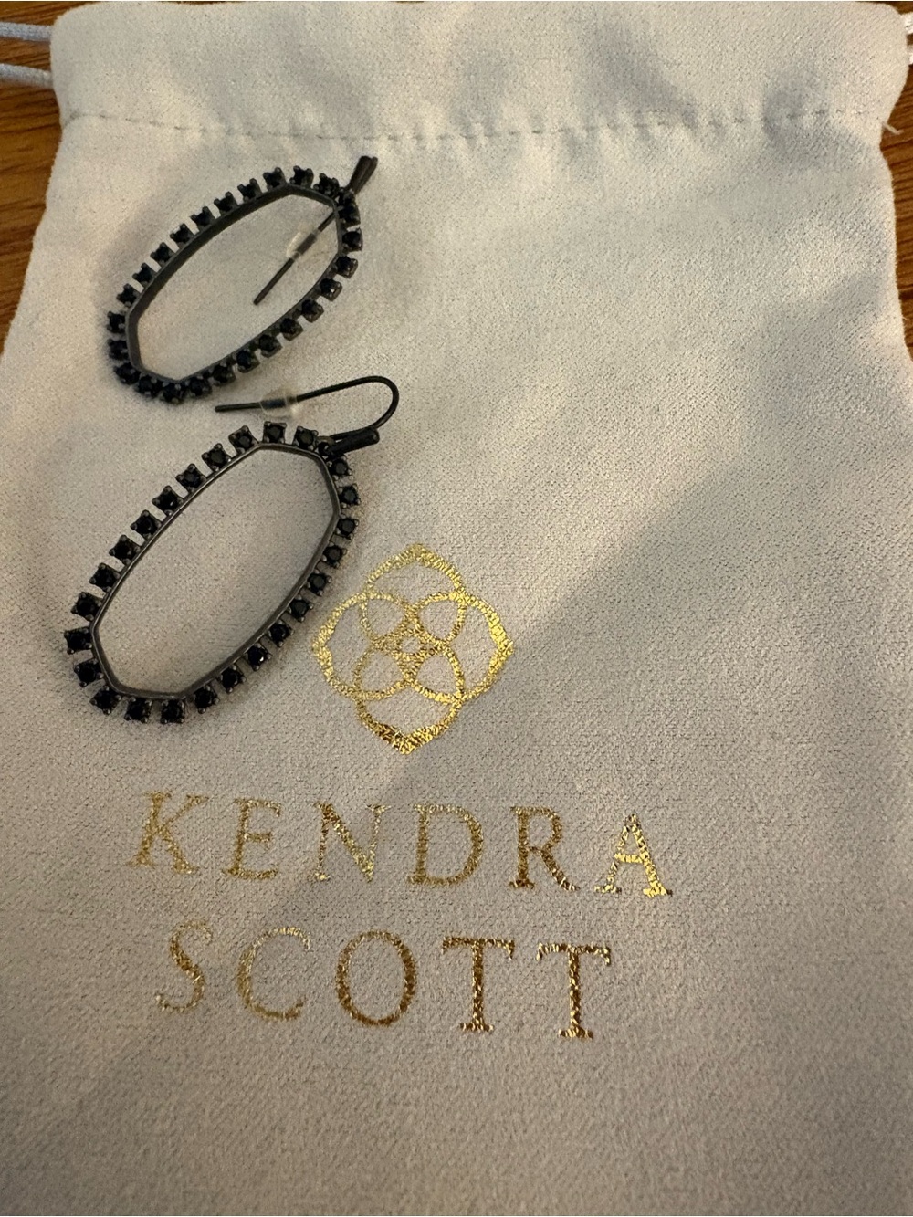 Kendra Scott Black Oval Halo Earrings
